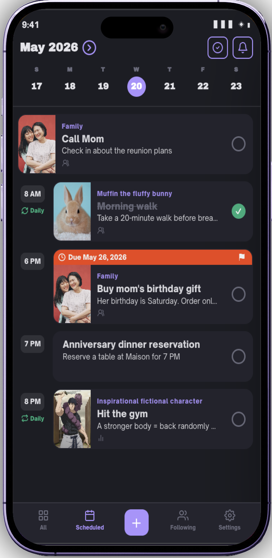 Iconic Tasks list view