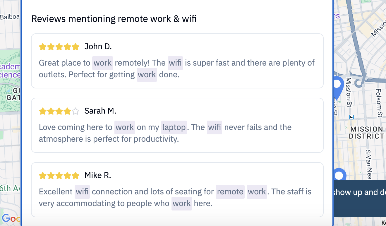 Curated reviews mockup
