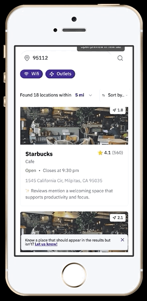 Mobile search results mockup