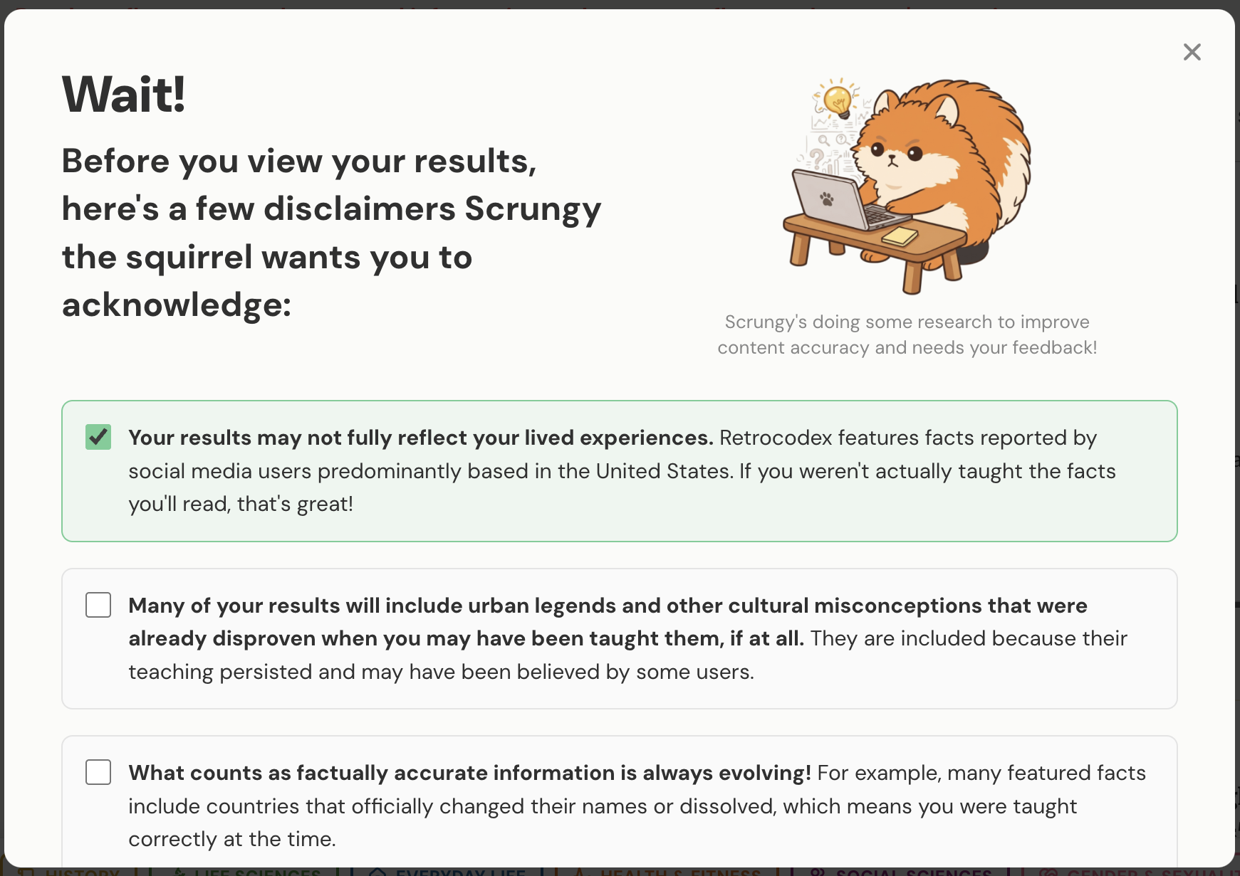 Disclaimers modal