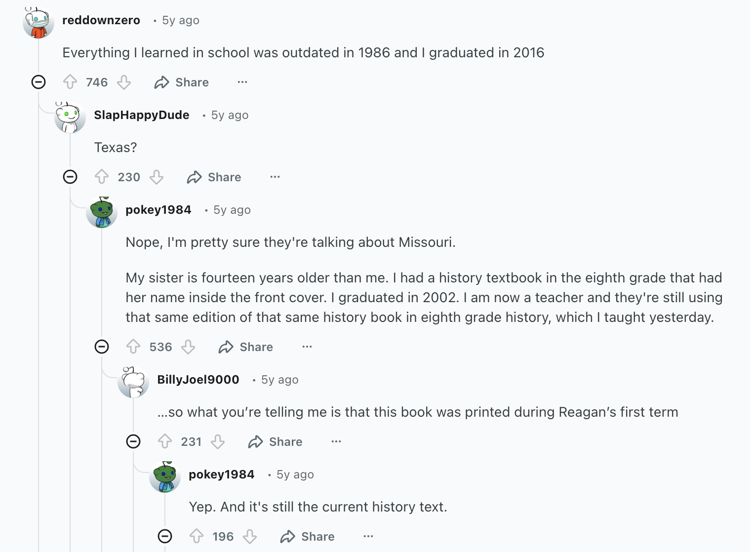 Outdated textbooks