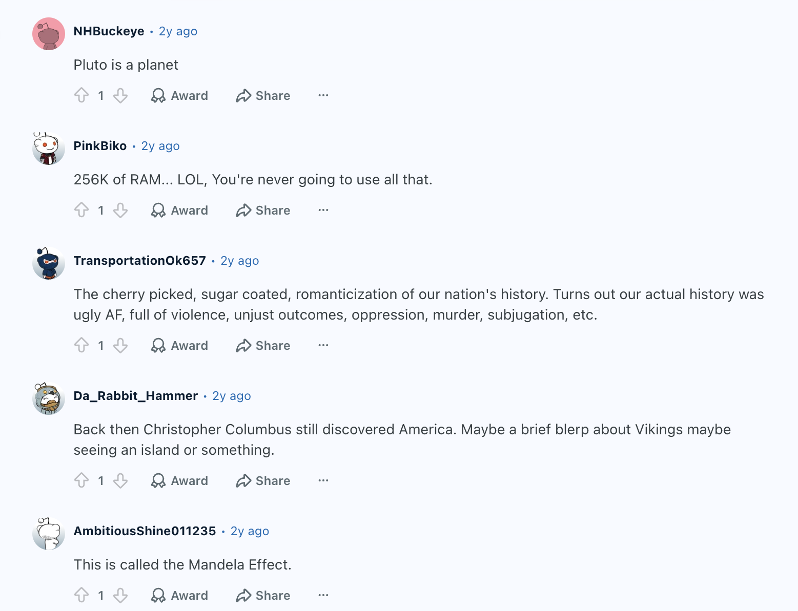 Reddit user responses