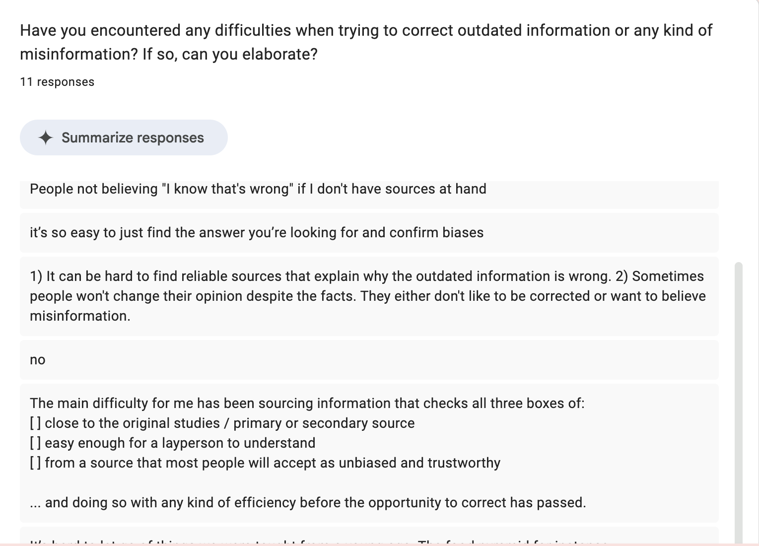 Survey responses