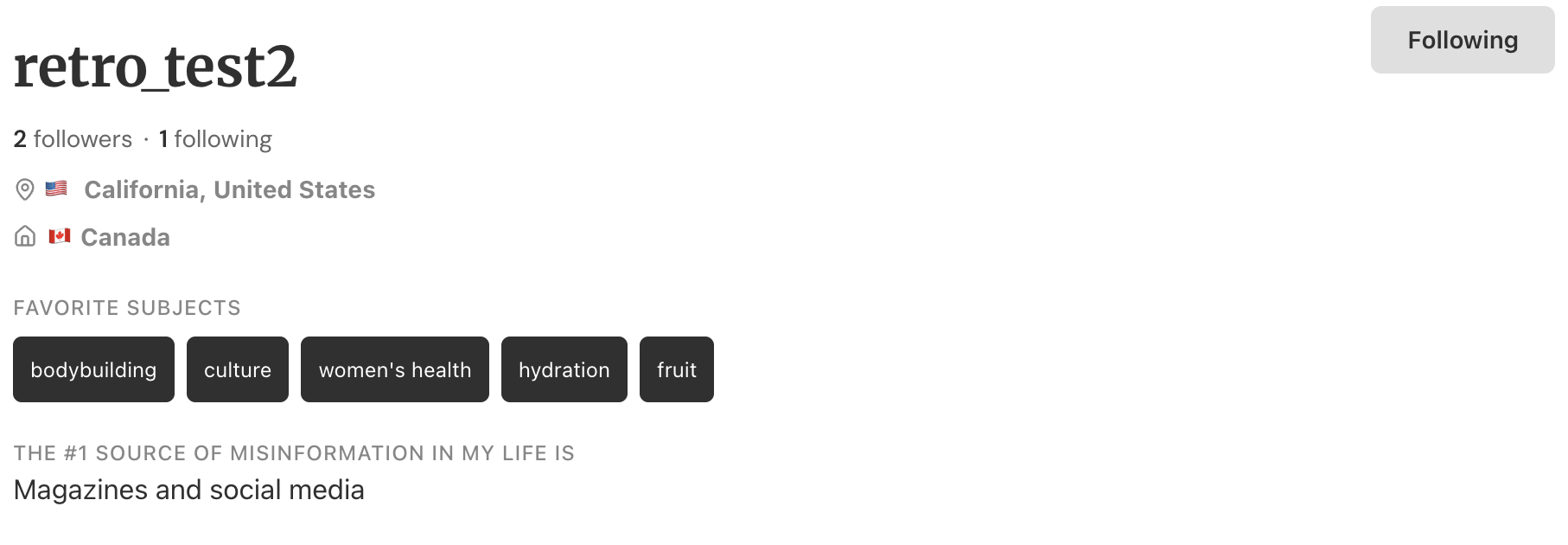 User profile following