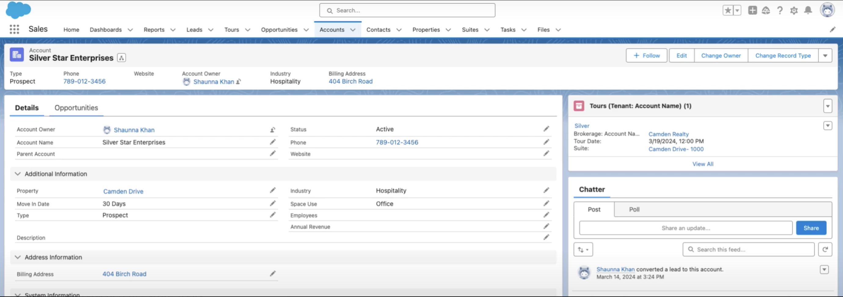 Account view