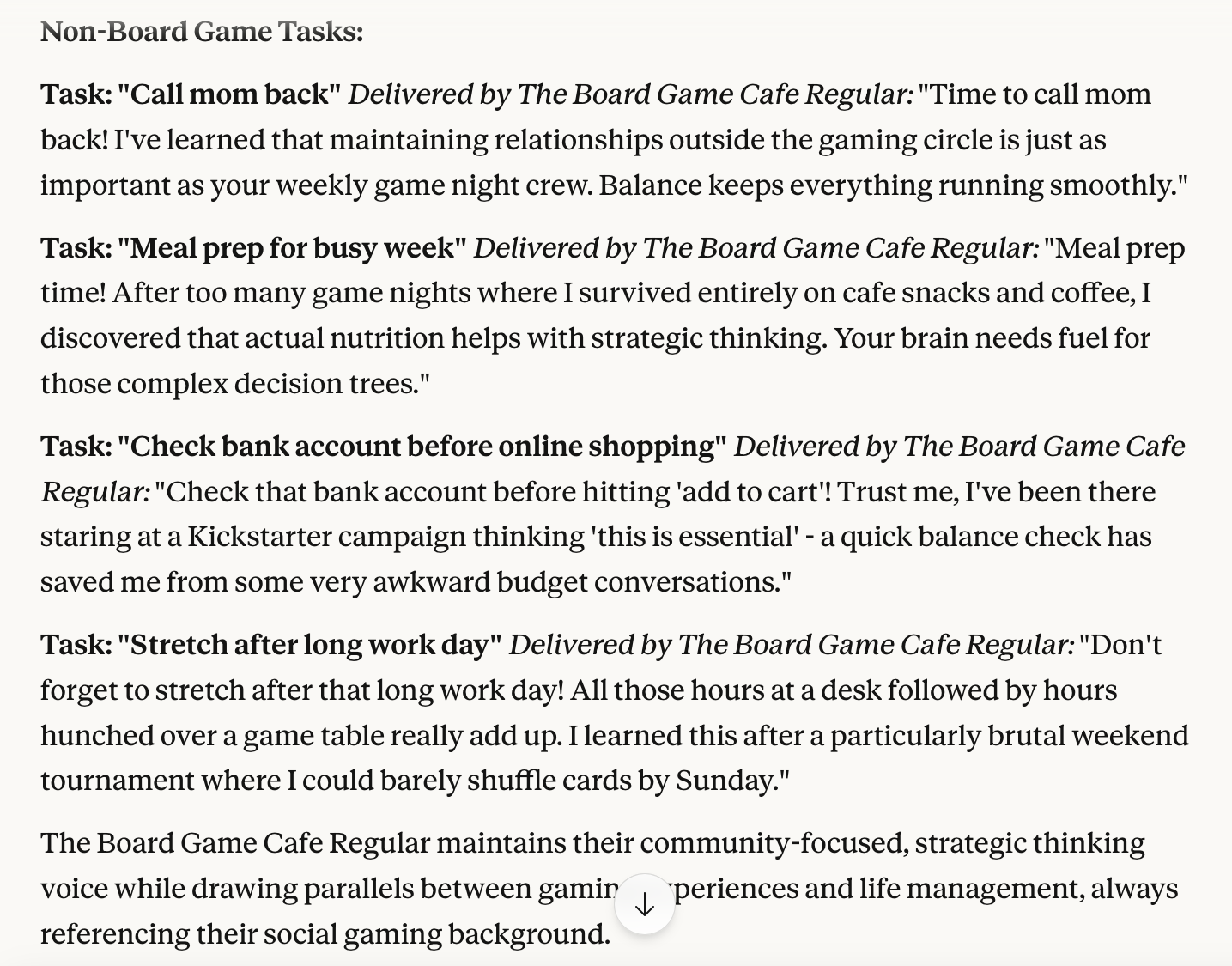 Board Game Cafe Regular notification example