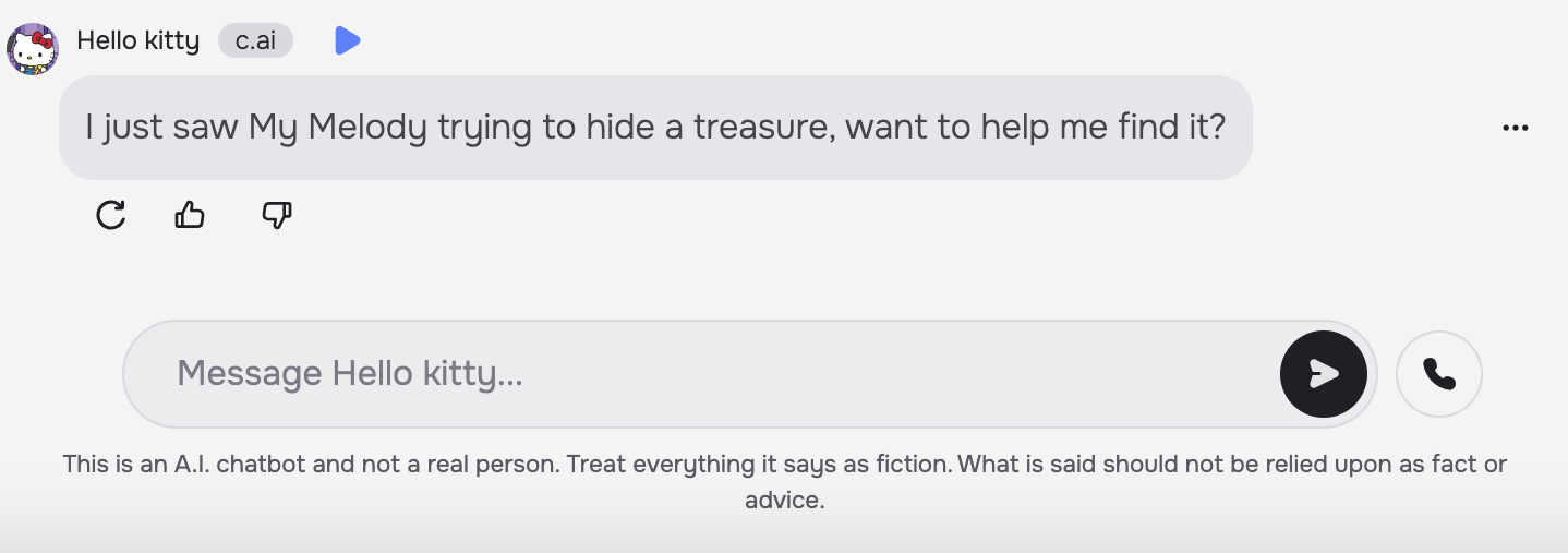 Character.ai disclaimer example